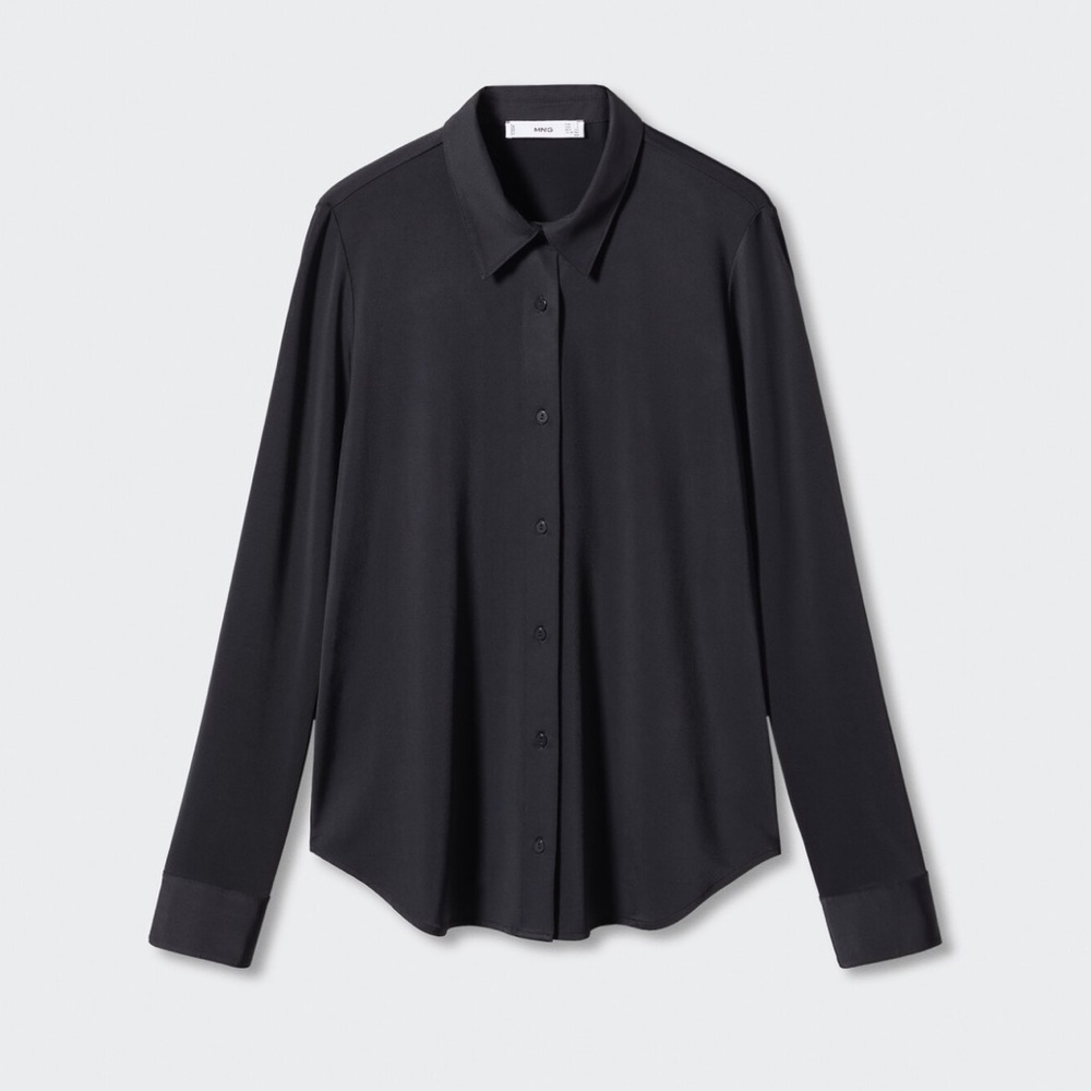 NWOT MANGO Buttoned Flowy Shirt, Size 6, Color Black
